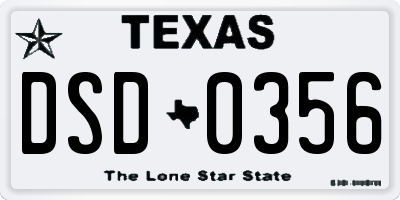 TX license plate DSD0356