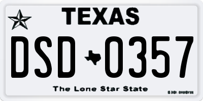 TX license plate DSD0357