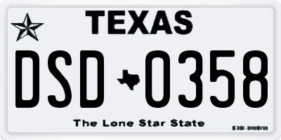 TX license plate DSD0358