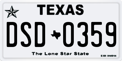 TX license plate DSD0359