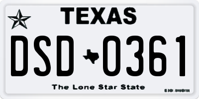 TX license plate DSD0361