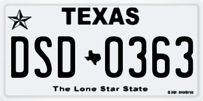 TX license plate DSD0363