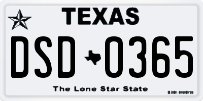 TX license plate DSD0365