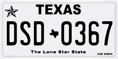 TX license plate DSD0367