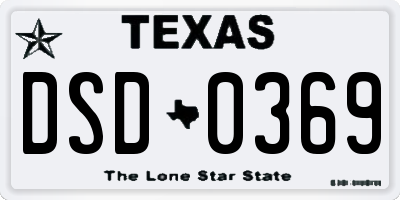 TX license plate DSD0369
