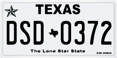 TX license plate DSD0372