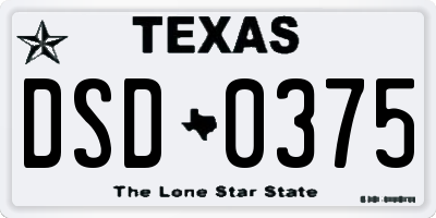 TX license plate DSD0375