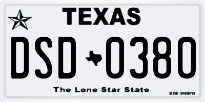 TX license plate DSD0380