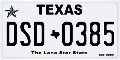 TX license plate DSD0385
