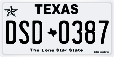 TX license plate DSD0387