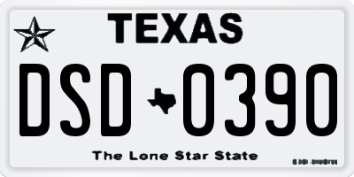 TX license plate DSD0390