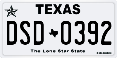 TX license plate DSD0392