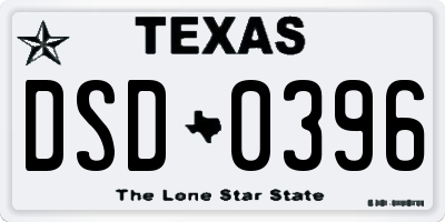 TX license plate DSD0396