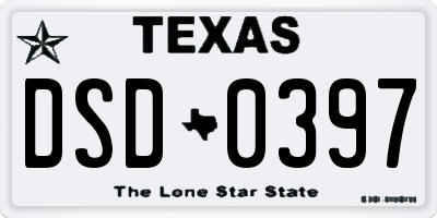 TX license plate DSD0397