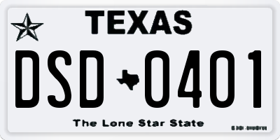 TX license plate DSD0401