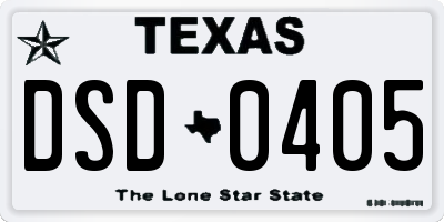 TX license plate DSD0405