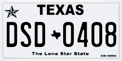 TX license plate DSD0408