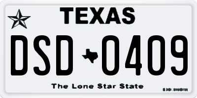 TX license plate DSD0409