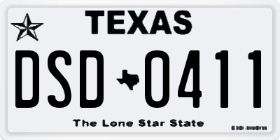 TX license plate DSD0411