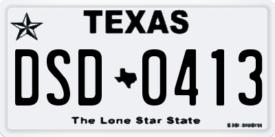 TX license plate DSD0413