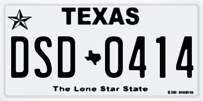 TX license plate DSD0414