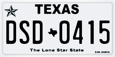 TX license plate DSD0415