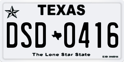 TX license plate DSD0416