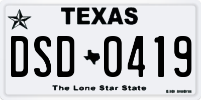 TX license plate DSD0419
