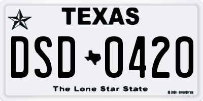 TX license plate DSD0420