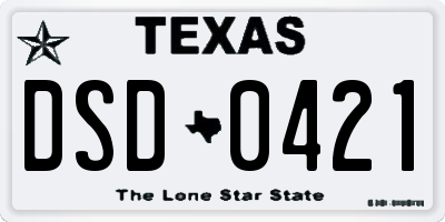 TX license plate DSD0421