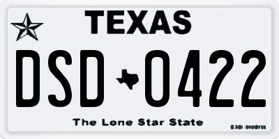 TX license plate DSD0422