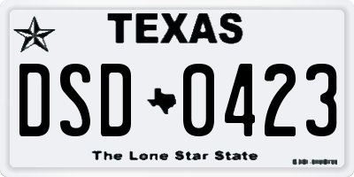 TX license plate DSD0423