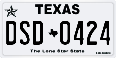 TX license plate DSD0424