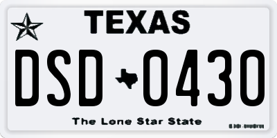 TX license plate DSD0430