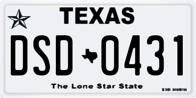 TX license plate DSD0431