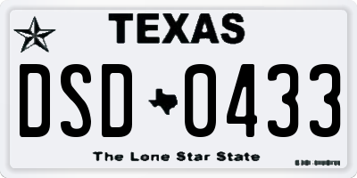 TX license plate DSD0433