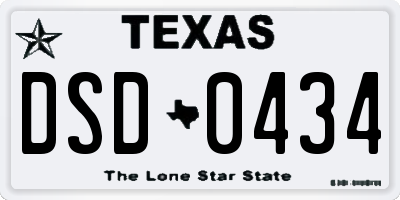 TX license plate DSD0434