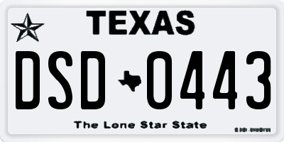 TX license plate DSD0443