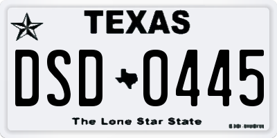 TX license plate DSD0445