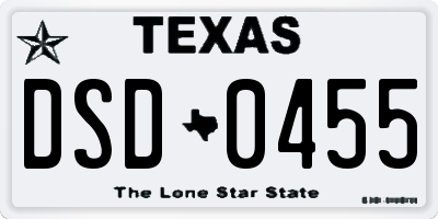 TX license plate DSD0455