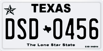 TX license plate DSD0456