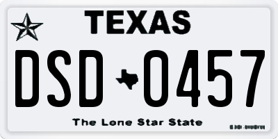 TX license plate DSD0457