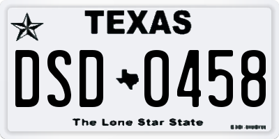 TX license plate DSD0458