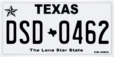 TX license plate DSD0462
