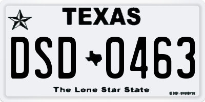 TX license plate DSD0463