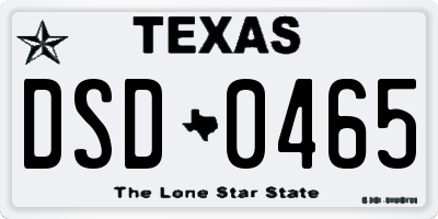 TX license plate DSD0465