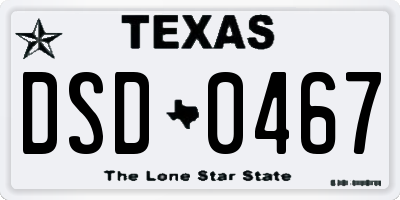 TX license plate DSD0467