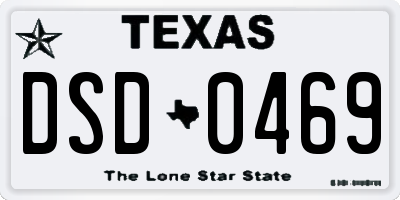 TX license plate DSD0469