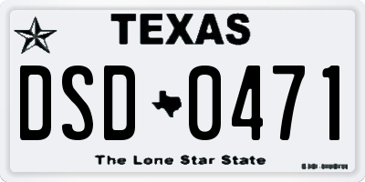 TX license plate DSD0471