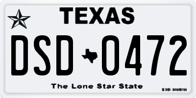 TX license plate DSD0472